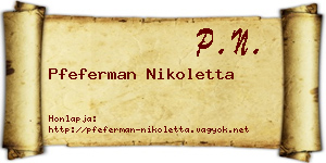 Pfeferman Nikoletta névjegykártya
